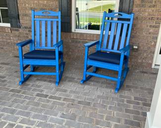 Pair of rocking chairs and cushions $125