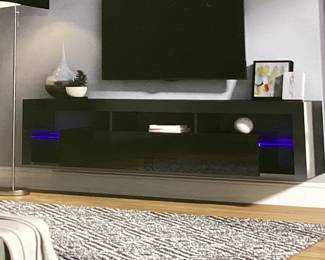 Floating Media Cabinet (Black) 78” L x 17.5” H x 14” D. Includes hardware. $80