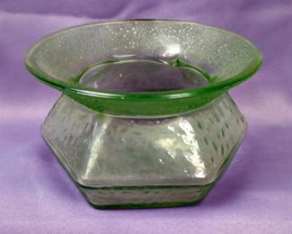 Uranium Glass Hexagonal Bowl, 4" x 7"