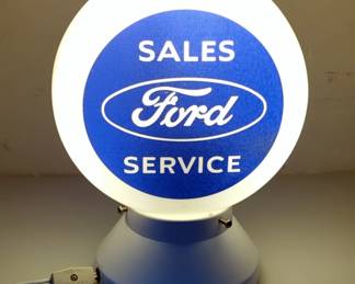 Ford Sales & Service Lighted Gas Pump Globe, Approx 10.5" x 8" x 5.5"