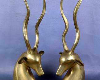 Brass Cast Gazelle Busts 13.25" Tall, Qty 2