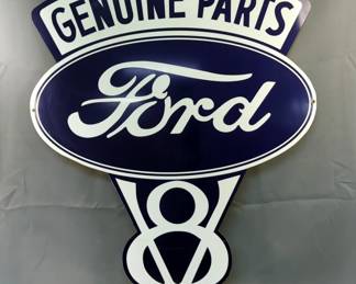 Ford V8 Genuine Parts Metal Sign, Approx 33.5" x 27.5"
