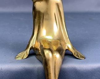 Brass Frog Shelf Sitter, Approx 11"