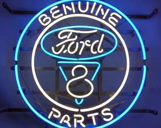 Ford Genuine Parts Neon Sign, Approx 19" x 17", Powers On