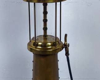 Brass Cylinder Visible Gas Pump Ford Battery Operated Clock, Approx 23",