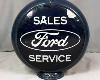 Ford Sales Service Glass Gas Pump Globe, 16.25" Tall x 16" Wide