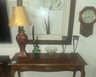 CHERRY WRITING DESK, SEIKO WALL CLOCK, LARGE PRINT
