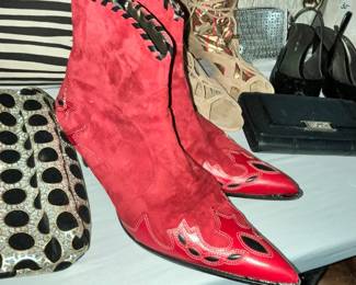 "ANTONIO MELANI" RED ANKLE BOOTS - (sz 9.5)