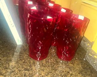 MORGANTOWN SENECA RUBY RED DRIFTWOOD TUMBLERS - SET OF 10