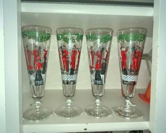 MCM LIBBEY "GAY 90'S BAND" PILSNER GLASSES