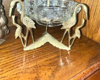 FASCINATING ART NOUVEAU - STYLED "CRANES" CENTERPIECE BOWL!