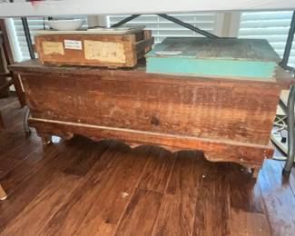 ANTIQUE PRIMITIVE PINE BLANKET CHEST