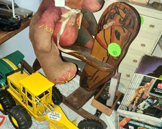 VINTAGE BEAR ON ROCKING HORSE