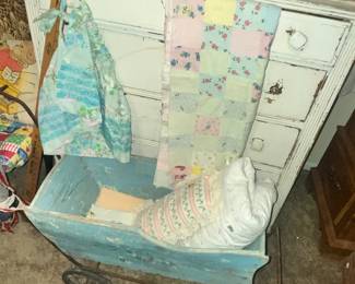 VINTAGE DOLL BUGGY & SHABBY CHIC CHEST