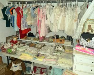HUGE CLOSET FULL OF VINTAGE KID'S / BABY CLOTHING & LINENS