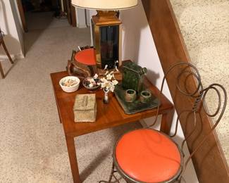 End Table and 2 Metal Chairs