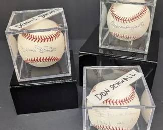 Don Schwall, Bill Monbouquette  Dennis Bennett Autographed Baseballs