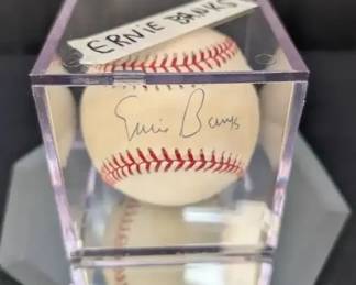 Ernie Banks Autographed Baseball