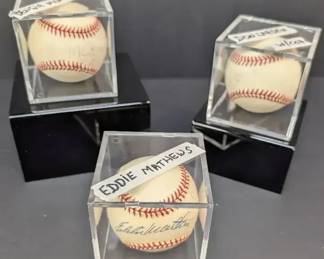 Eddie Matthews, Bengie Molina COA  Don Larsen COA Autographed Baseballs