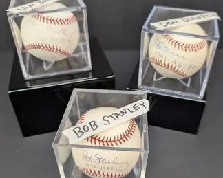Don Schwall, Bob Stanley  Len Barker Autographed Baseballs