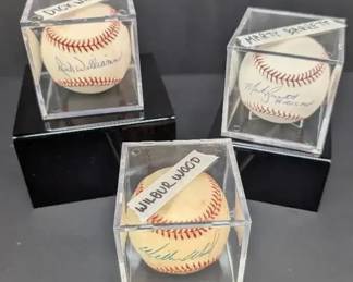 Marty Barrett, Dick Williams  Wilbur Wood Autographed Baseballs