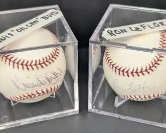 Dennis Oil Can Boyd  Ron Leflore Autographed Baseballs