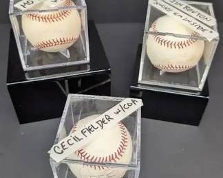 Mo Vaughn COA, Cecil Fielder COA  Jim Bouton Smoke Em Inside Autographed Baseballs