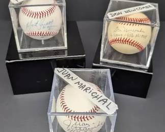 Marty Barrett, Don Newcombe  Juan Marichal Autographed Baseballs