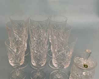Vintage Cavan Crystal Sheelin Irish Cut Crystal Wine Glasses And Preserve Jar