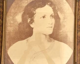 Lithograph Of A Young Jesus In Lovely Goldtoned Frame