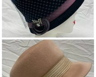 Beautiful Vintage Velvet And Wool Womens Hats