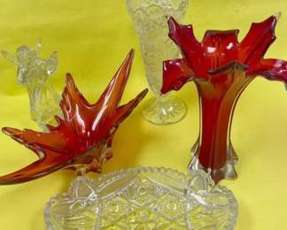 Fire And Ice Red And Clear Glass Decor