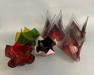 Jones Glassworks And More Unmarked Glass Handkerchief Candle Votives