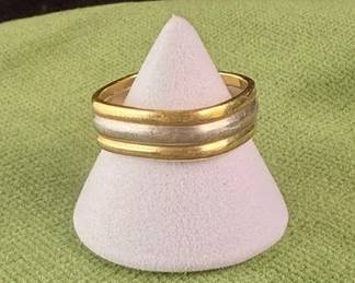 Two Tone Marked 750 Plat 18kt Platnium Wedding Band