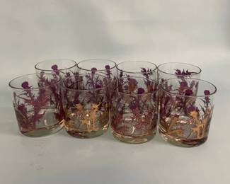 Gregory Duncan Scottish Thistle Rocks Glasses With 22k Gold Leaf