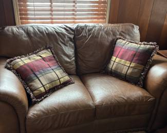 Leather love seat sofa