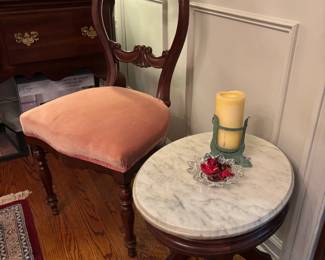 Marble top side table and chair
