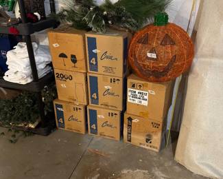 lot's of glass vases & hurricane glassware - the customer worked on event planning and there are many cases of this glass & other floral items