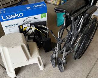 Wheel chair with all parts, fan's & step stool