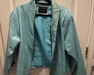 Teal leather Made in USA Jacket