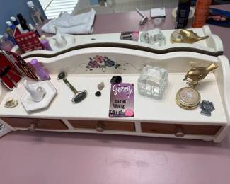 Vanity or Desk top storage shelf - lot's of vanity items in master bath