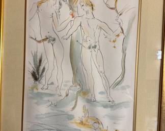 Dali - Adam & Eve signed - hand colored lithograph