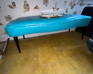 Mid Century Modern Teal Bench