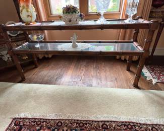 REGENCY STYLE HARDWOOD SOFA  TABLE 