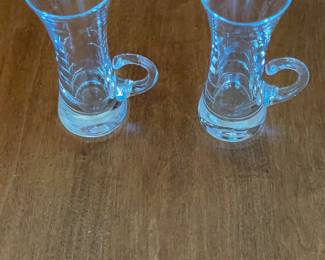 Vintage Bohemia Crystal handled Cordial glasses