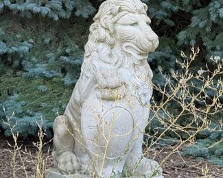 There are two of these cement lions. Excellent condition.