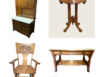 Hoosier Cabinet, EastLake Table, Child Dutch Rocker,