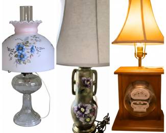 Hurricane Lamps, Handpainted Ern Lamp, Electric MeterLamp