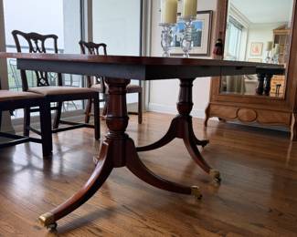 Vintage Federal Style Dining Room Table 72x46, two additional leaves available