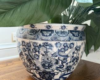 Blue Pattern Planter 14.5 Diameter